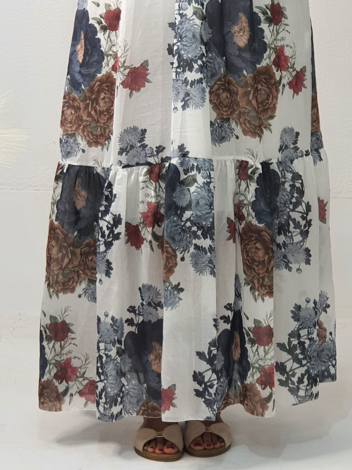 Vestido largo floral en gasa