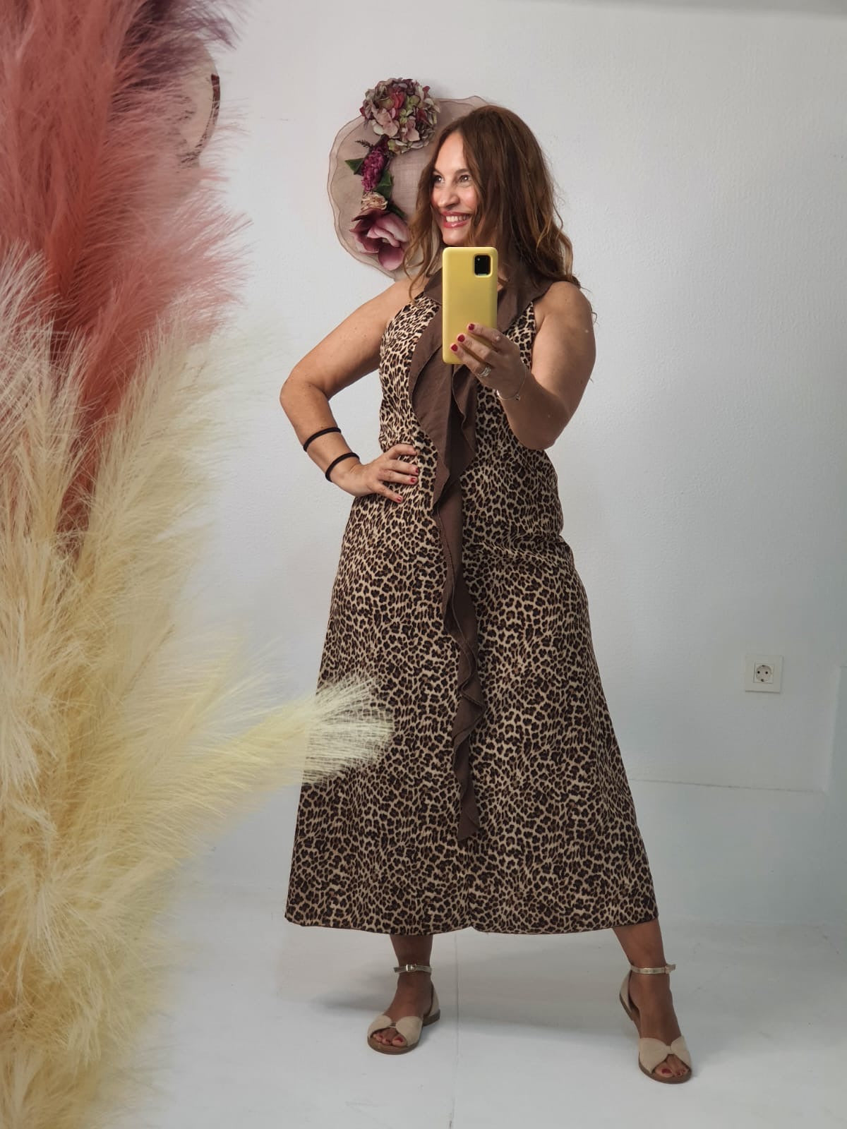 Vestido leopardo cuello halter