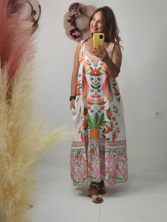 Vestido estampado tropical
