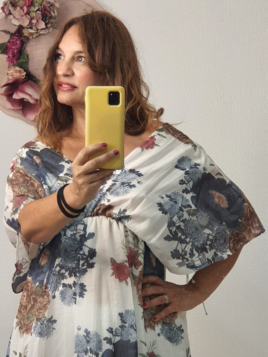 Vestido largo floral en gasa