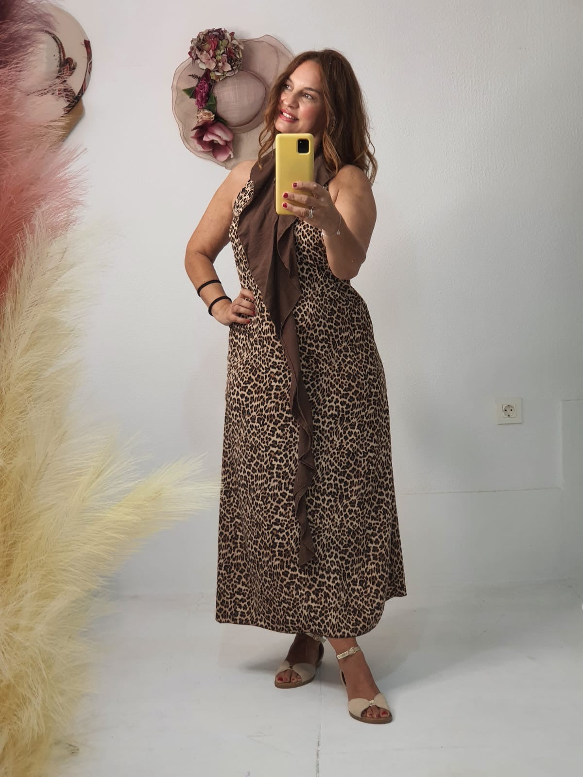 Vestido leopardo cuello halter